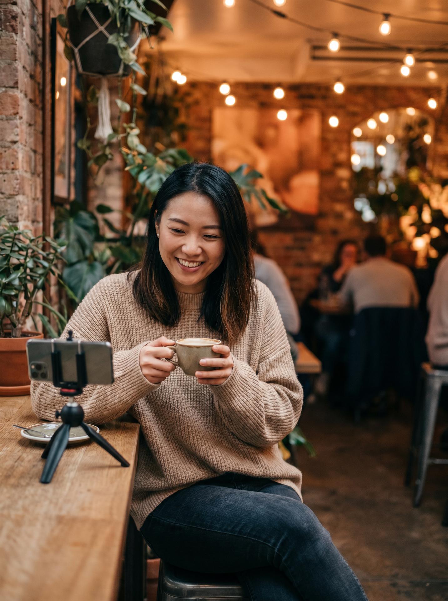 大奶人妻美图：咖啡馆网红生活照